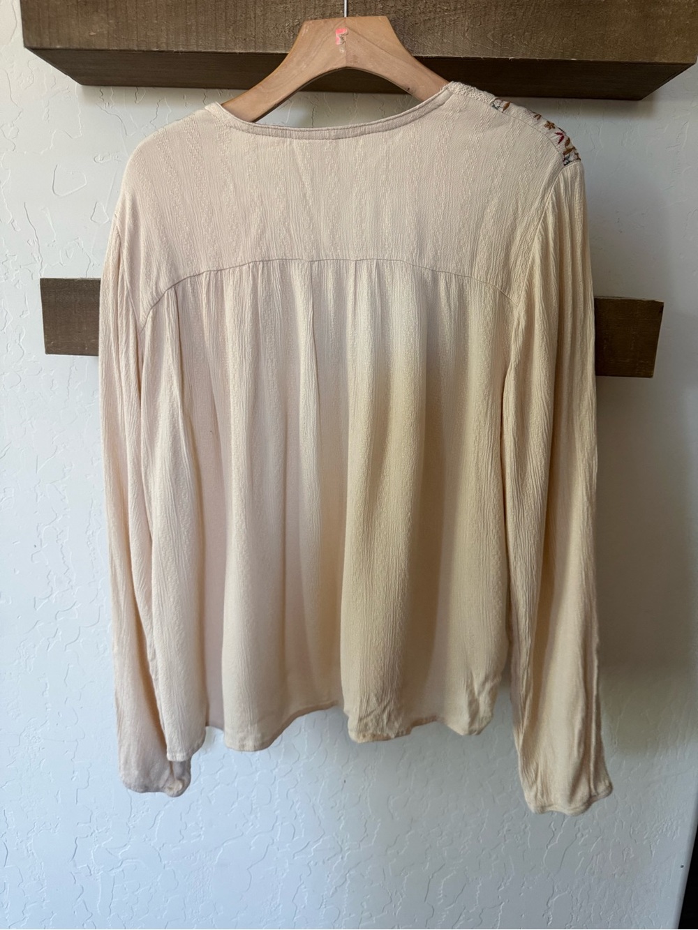 Knox Rose|Boho Cream floral Embroidered Long-Sleeve Peasant Blouse,crotchet••• - Picture 7 of 13